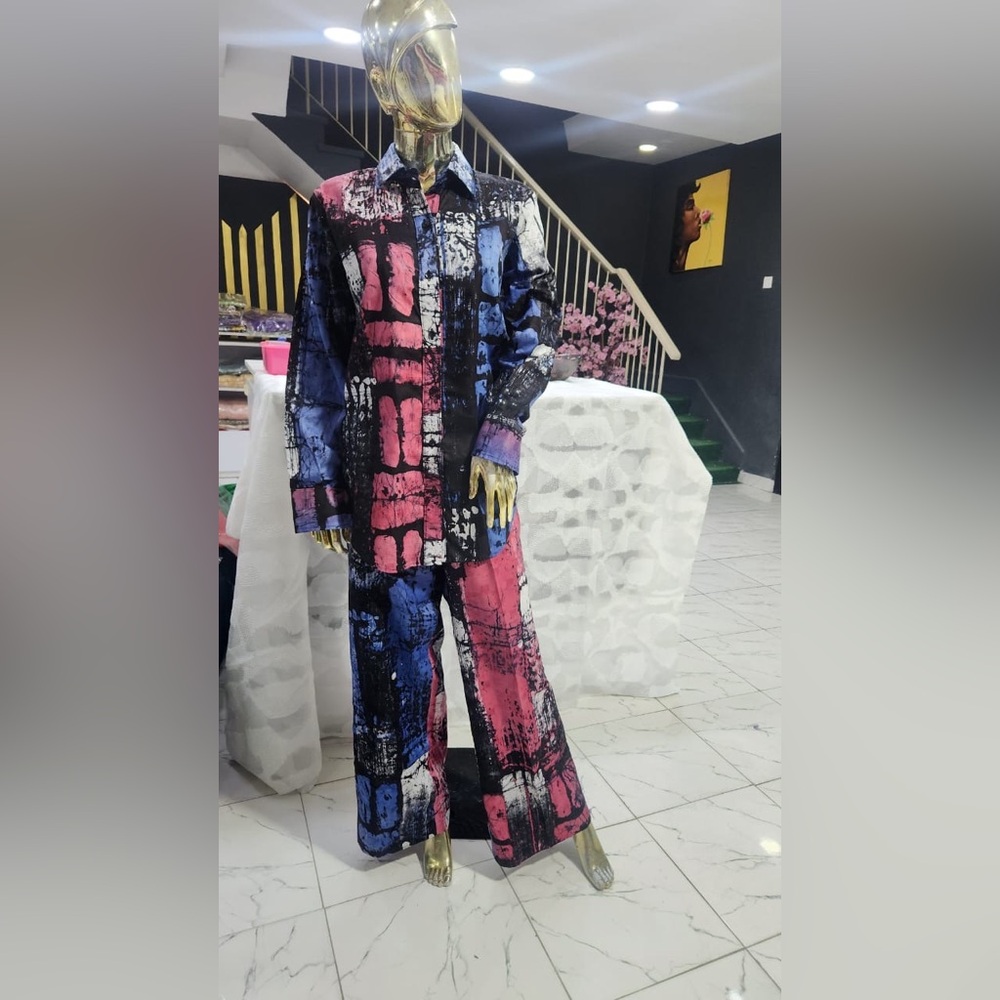Two piece pant set. Adire